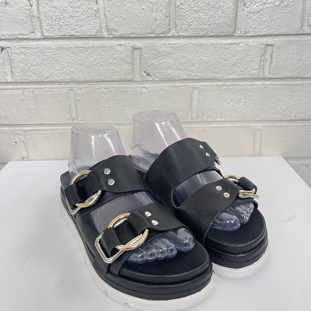 J/Slides Baha Platform Women's Black Slide Sandals